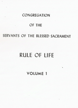 Cover of Rule of Life of the Servants of the Blessed Sacrament.